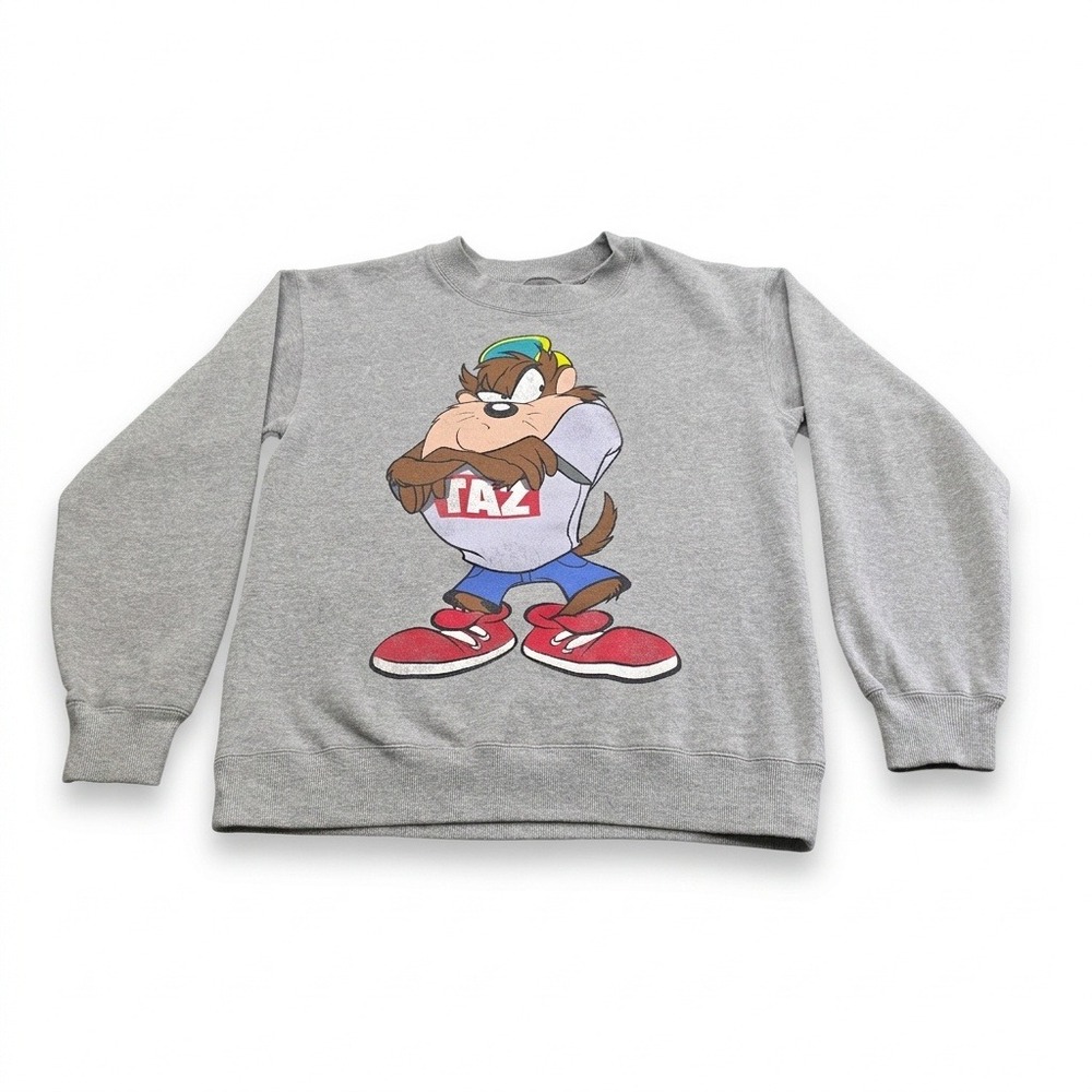 Vintage‎ Taz Looney Tunes Sweatshirt Mens Medium Gray Warner Bros 90s Graphic